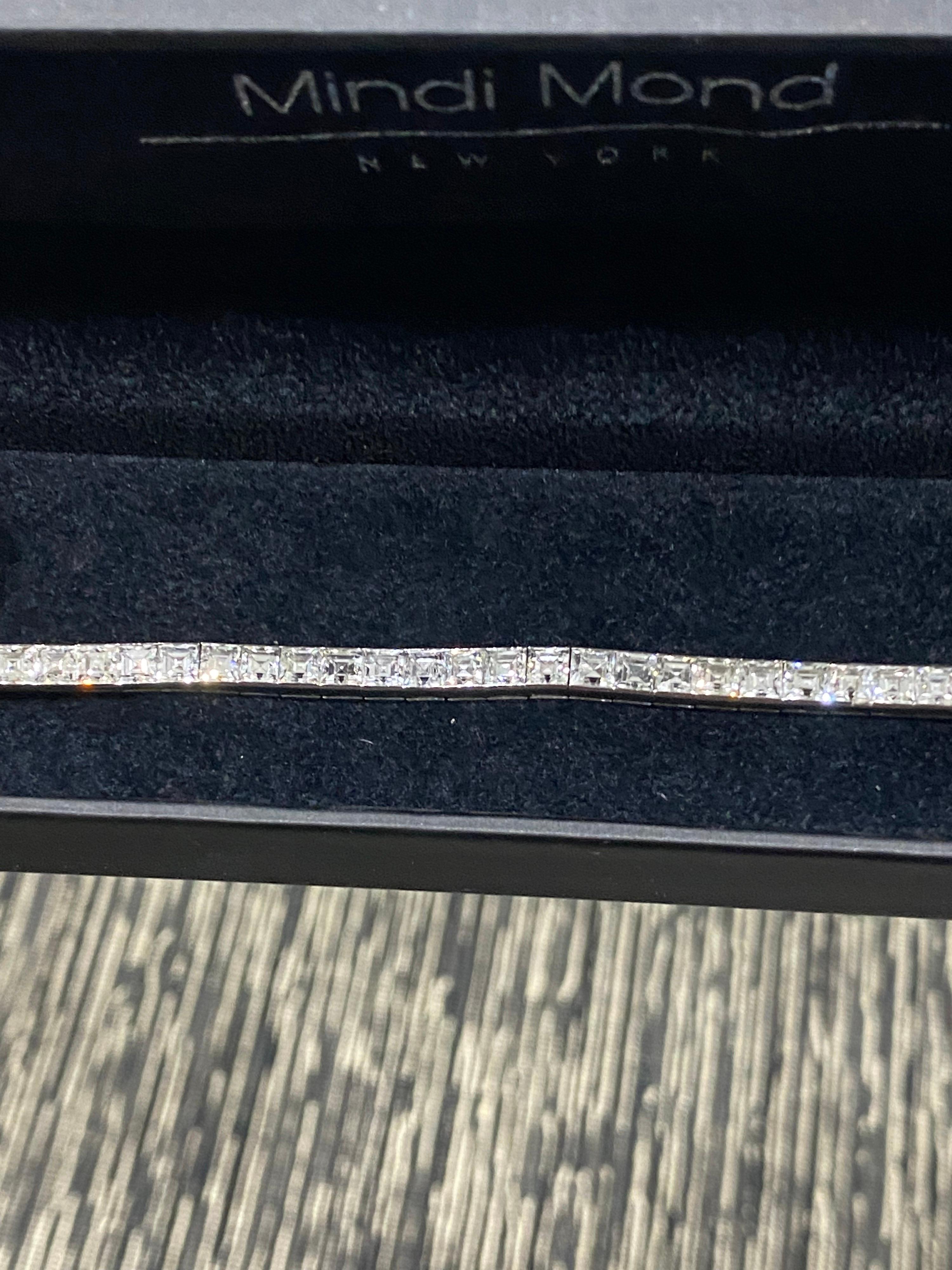 Original Art Deco 17 Carat Asscher Cut Diamond Platinum Line Bracelet 5