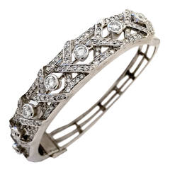 3 Carats Diamond Openwork Gold Bangle Bracelet
