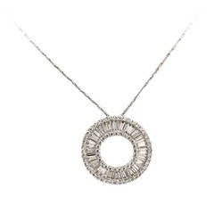 Stunning Contemporary Baguette Diamond Gold Pendant 12