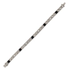 Art Deco  Diamond Sapphire Platinum Bracelet