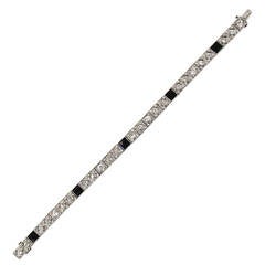 Art Deco 10 Carat Diamond Sapphire Platinum Bracelet 9