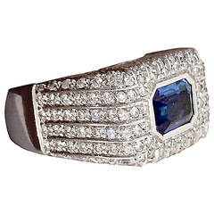 Italian Contemporary Sapphire Diamond Ring 3