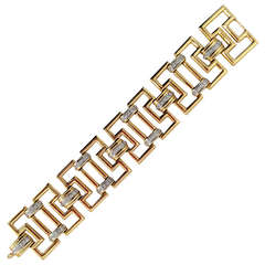 Greek Key Link Diamond Gold Bracelet 2