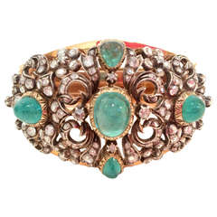 Victorian 13.5 Carat Cabochon Emerald Diamond Bracelet 4
