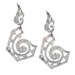 12 Carat Swirl Motif Diamond Earrings 11