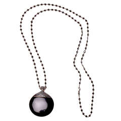 26.72 Carat Onyx and Black Diamond Pendant and Matching Black Diamond Chain 9