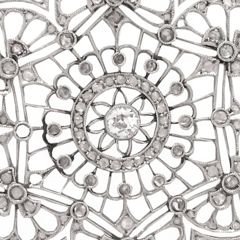 Platinum Floral Medallion with 2 Carats of Diamonds For Sale at 1stdibs