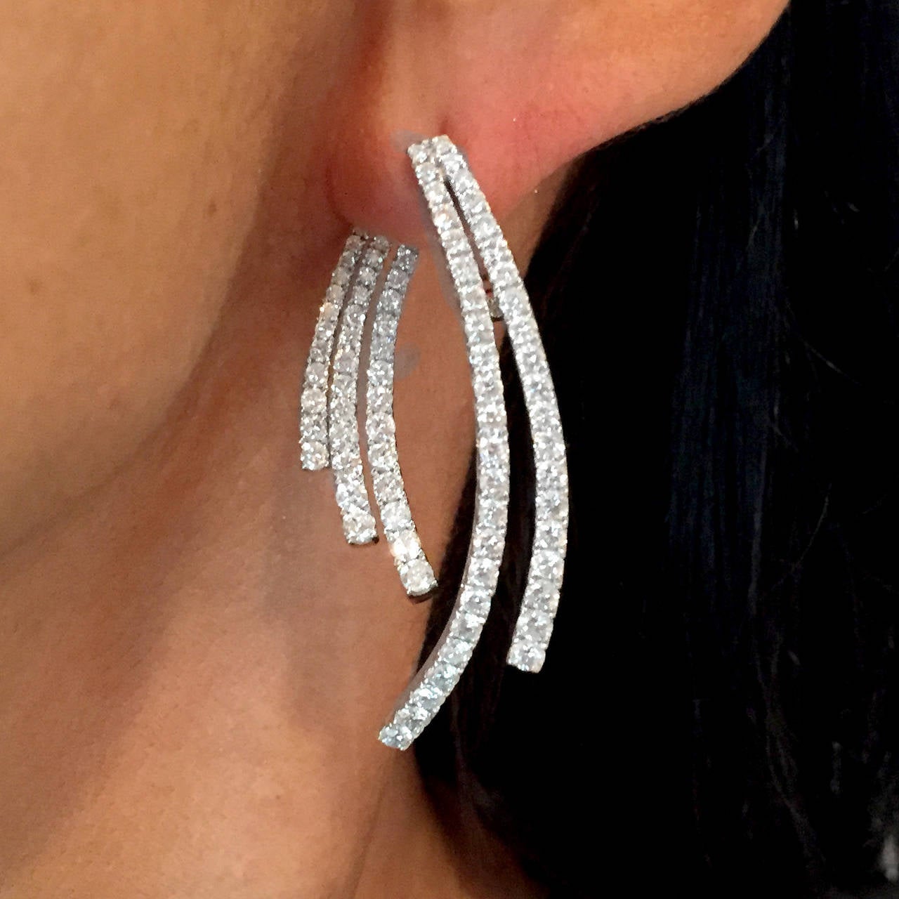 Diamond White Gold Dangle Earrings At 1stdibs
