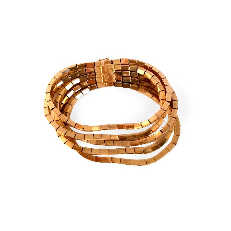 Pink Gold Heavy FiveStrand Bracelet at 1stDibs