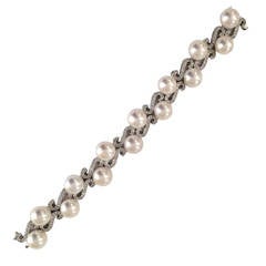 Cultured Pearl Diamond White Gold Bracelet 10