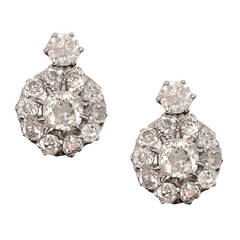 6.5 Carat Diamond Platinum Cluster Earrings