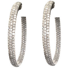 Chic Diamond 7 Carat White Gold Hoop Earrings 10