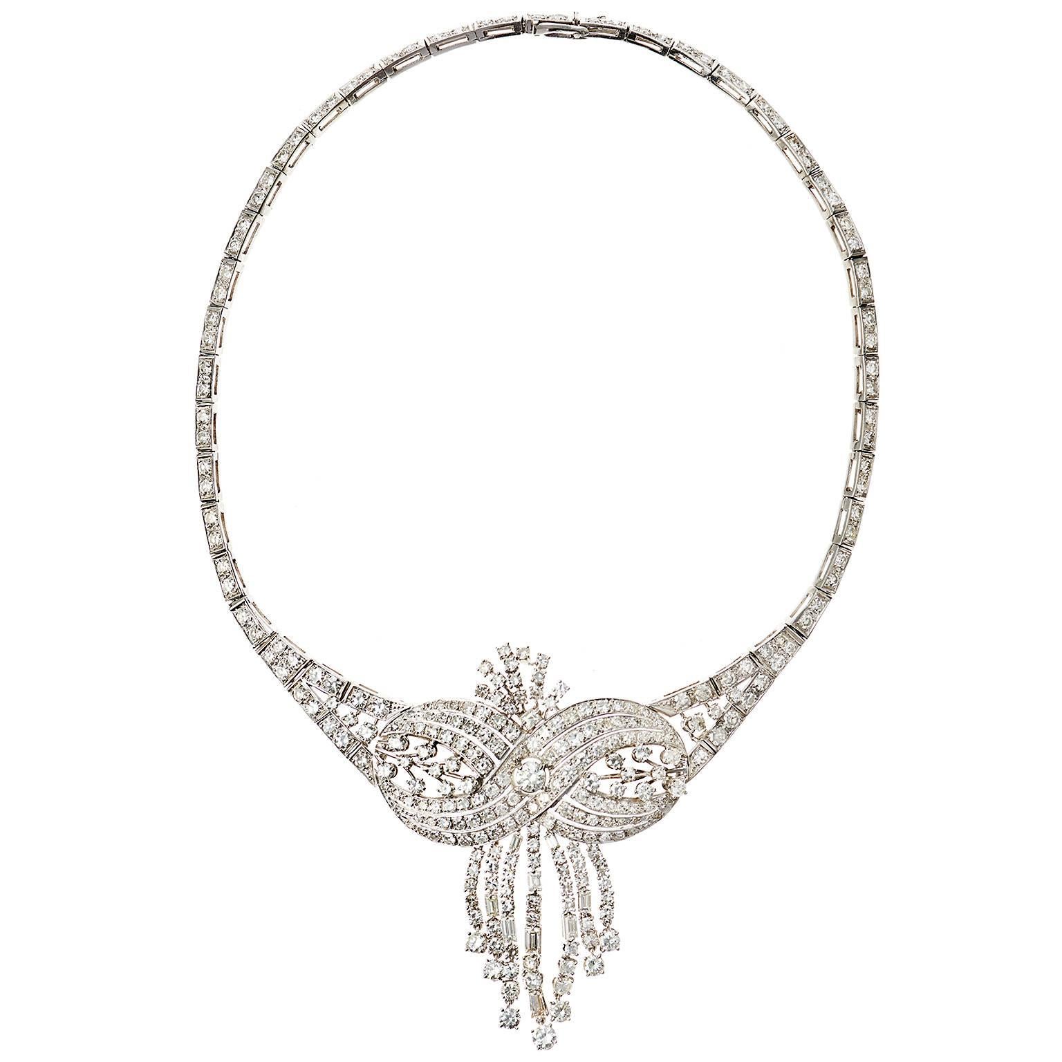 Platinum 19+ Carat Diamond One-Of-A-kind Vintage Necklace 
