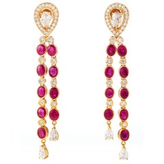 Dripping Burma Ruby and Diamond Earrings 3