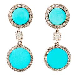 Art Deco Turquoise Diamond Earrings 12