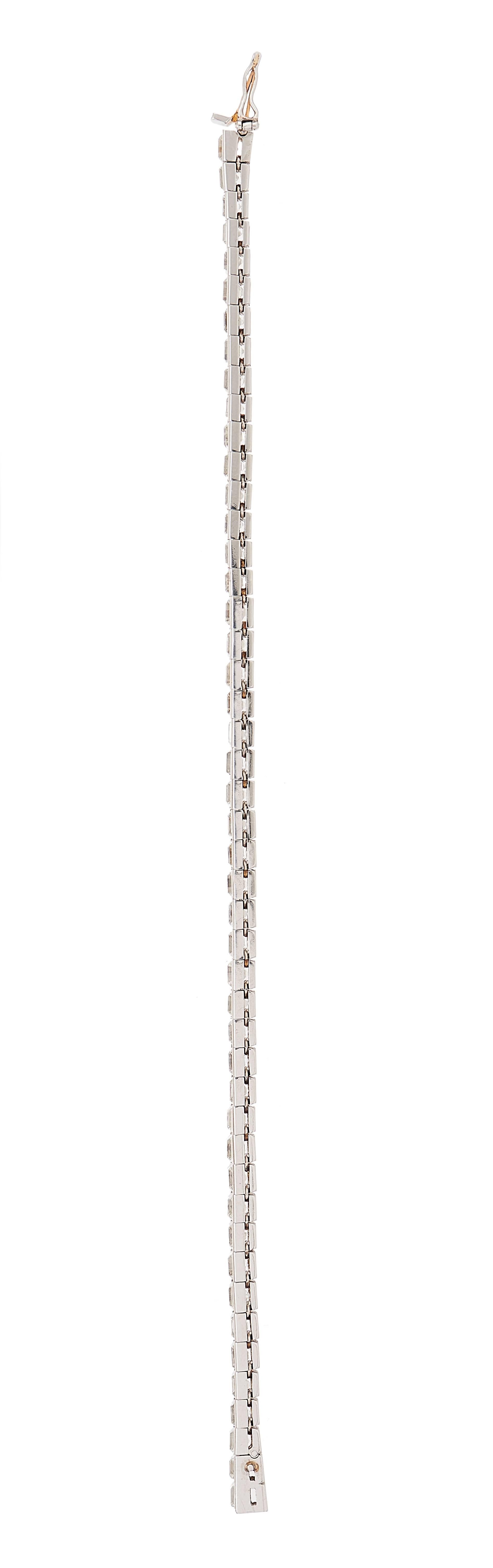 Original Art Deco 17 Carat Asscher Cut Diamond Platinum Line Bracelet 7