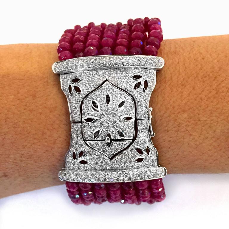 Devine Diamond and Ruby Bead Bracelet For Sale at 1stdibs