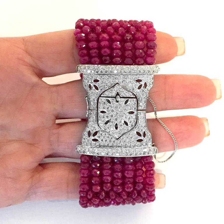 Devine Diamond and Ruby Bead Bracelet For Sale at 1stdibs