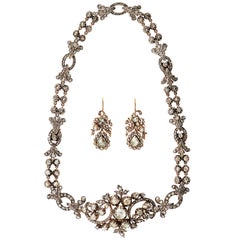 Georgian Rose Cut Diamond Necklace Converts to Bracelet 11
