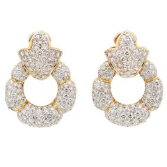 12 Carat Diamond Gold Door Knocker Earrings 8