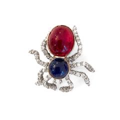Sapphire Tourmaline Diamond Gold "Creepy Crawler" Earrings