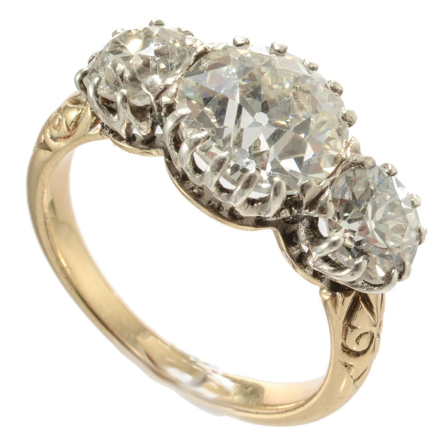 Victorian Diamond 2.80 Carat Centre Three-Stone Ring