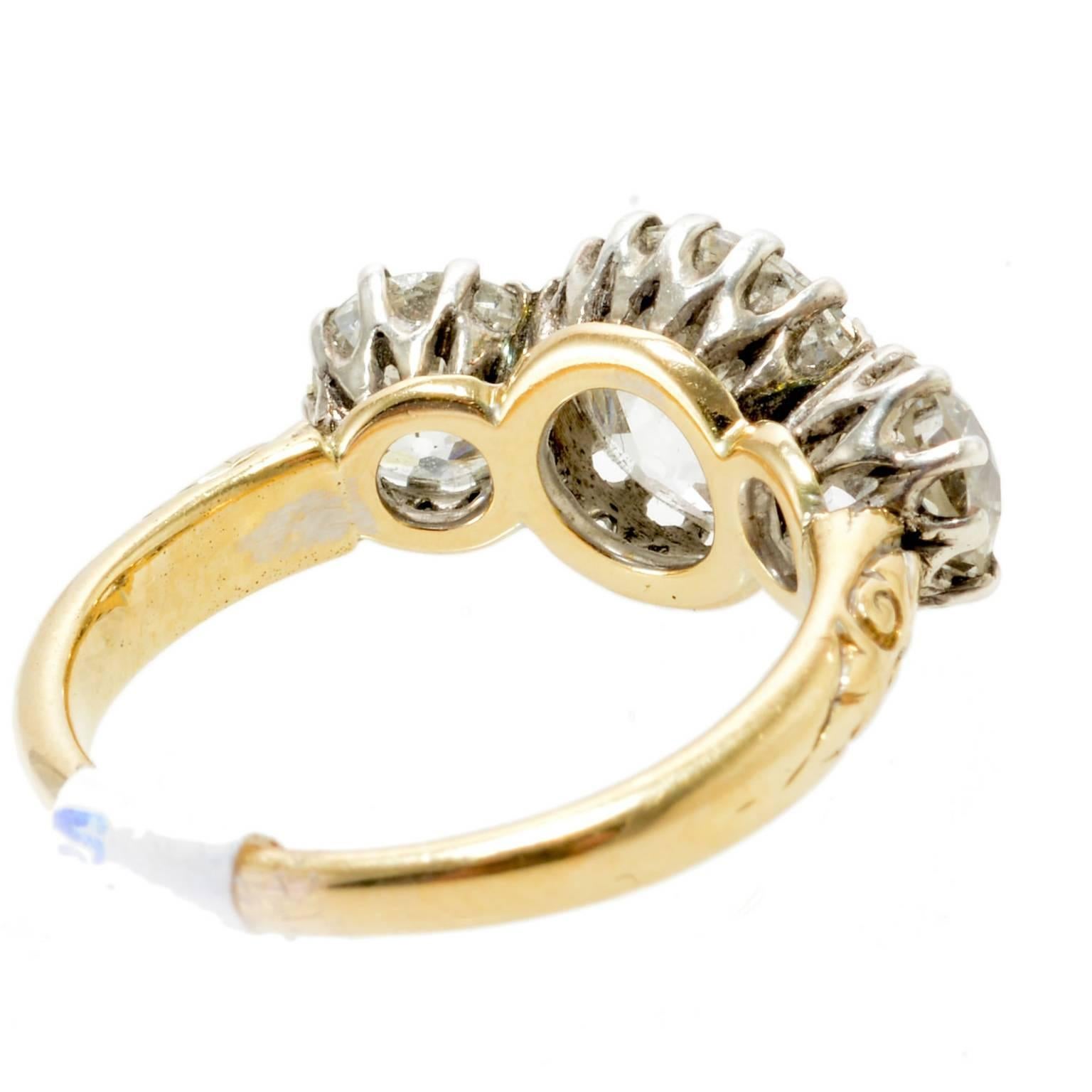 Women's Victorian Diamond 2.80 Carat Centre Three-Stone Ring