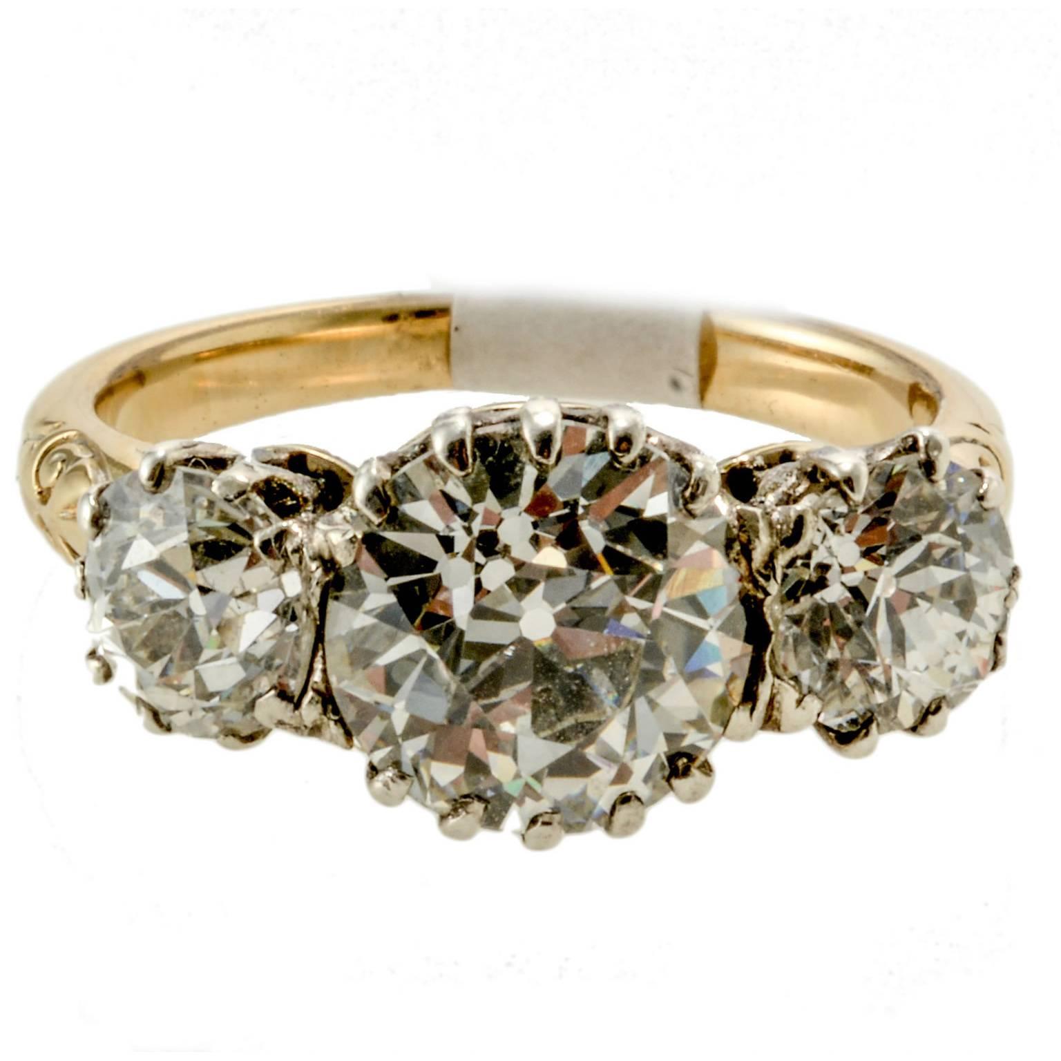 Victorian Diamond 2.80 Carat Centre Three-Stone Ring 1