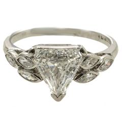 Edwardian Triangle Diamond Platinum Set circa 1910 Ring