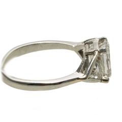 Platinum Set 1.81 Carat Emerald Cut with Triangle Diamond Shoulders Ring