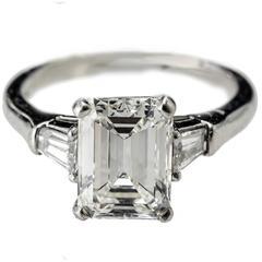 Platinum Set Emerald Cut 2.30 Carat Diamond circa 1930-1940 Ring