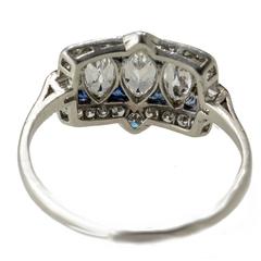 Art Deco Sapphire and Diamond Platinum Set Ring, circa 1920