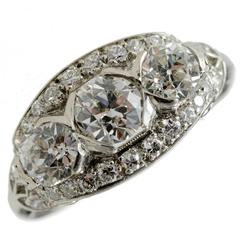 Edwardian Fine Quality Three-Stone Platinum Ring, circa 1915 12