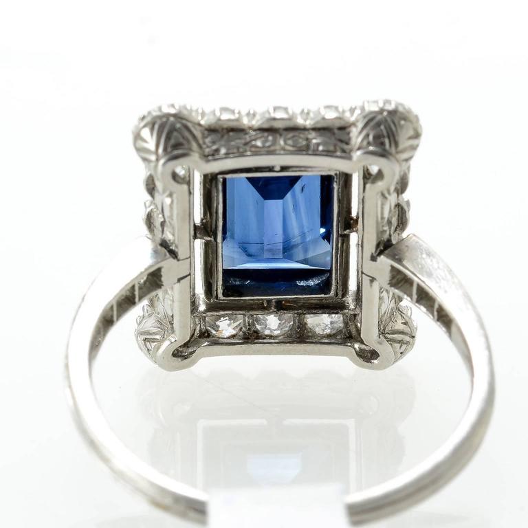 Edwardian Natural Sapphire and Diamond Rectangle Shaped Fine Ring ...