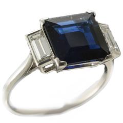 Antique Art Deco Sapphire and Diamond Platinum circa 1920 Ring