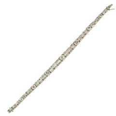 Art Deco Baguette Round Fine Quality Diamond Platinum Wearable Bracelet 2