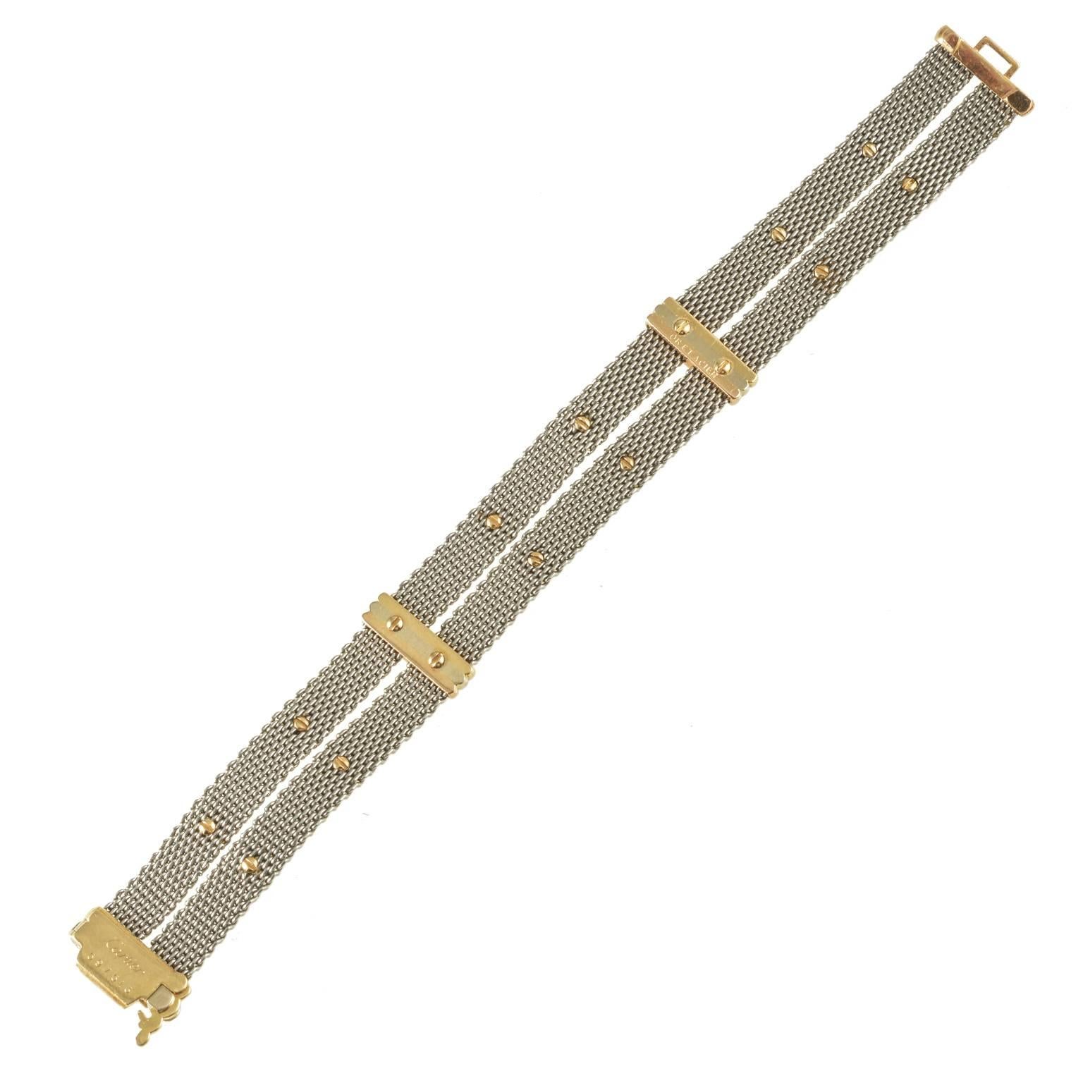 Cartier rare gold and steel sapphire bracelet 1980c