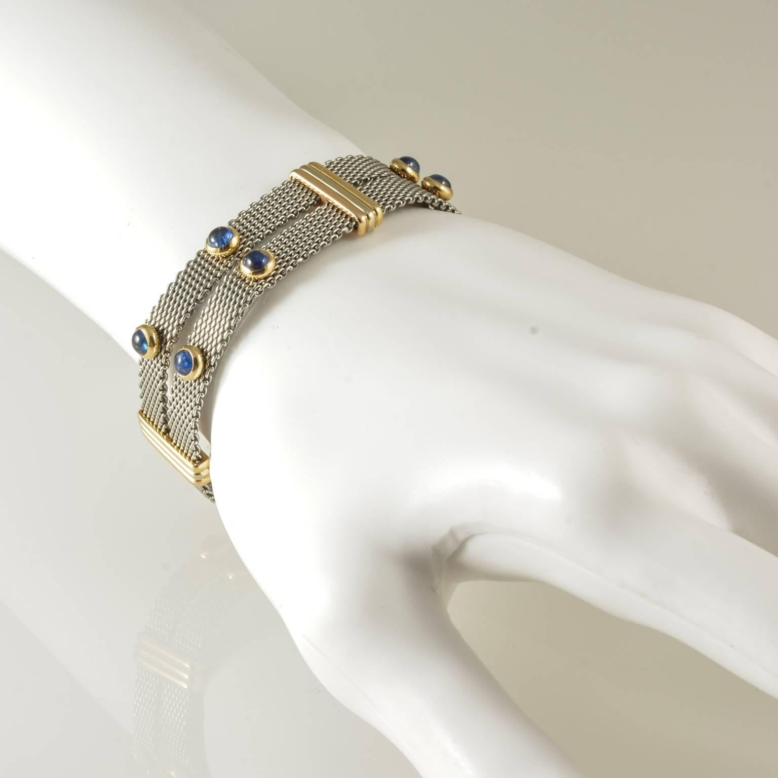 Cartier Gold and Metal Cab Sapphire Bracelet, circa 1980 1