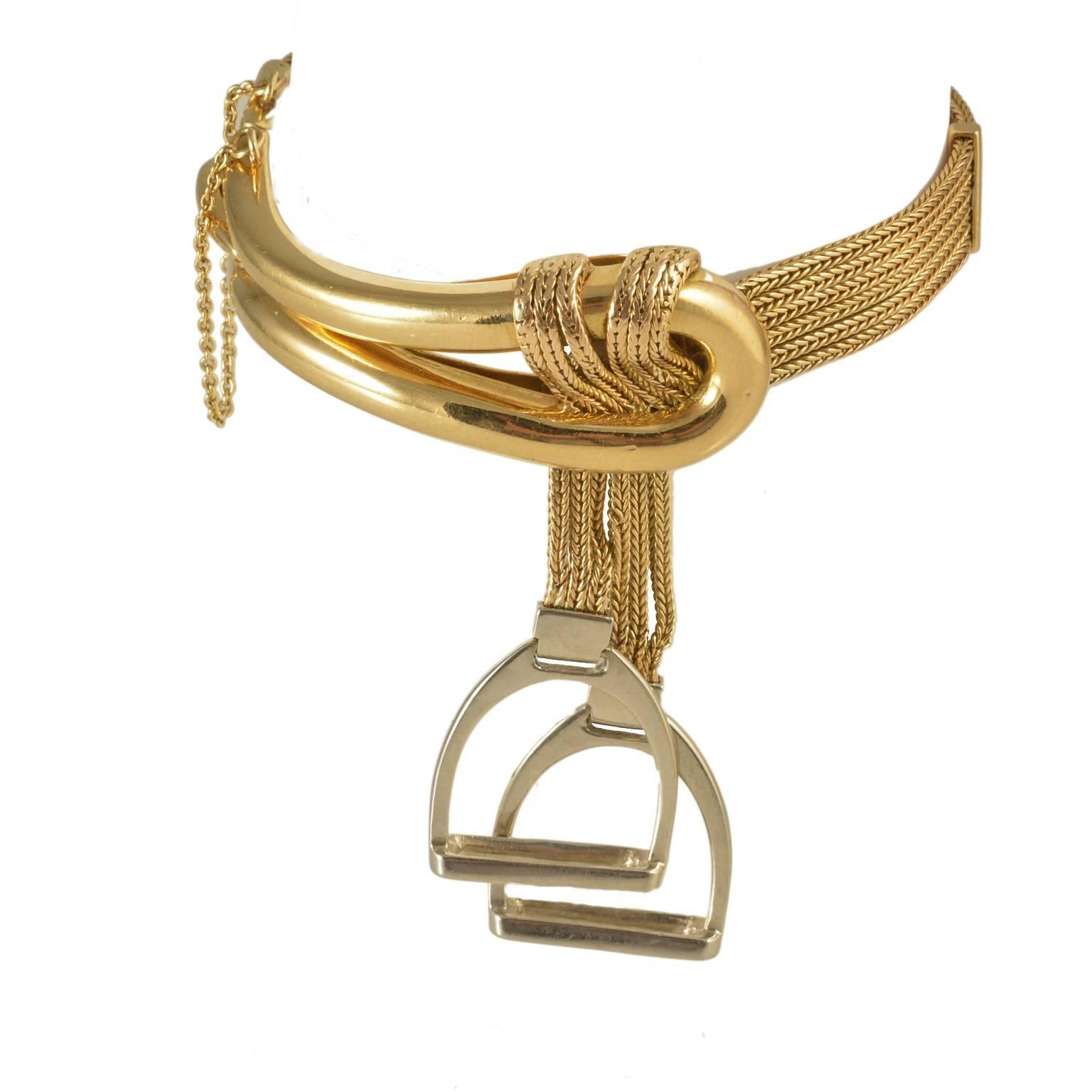Hermes 18ct gold French stirup bracelet 1960c