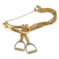 Hermes Gold and White Gold Stirup Bracelet