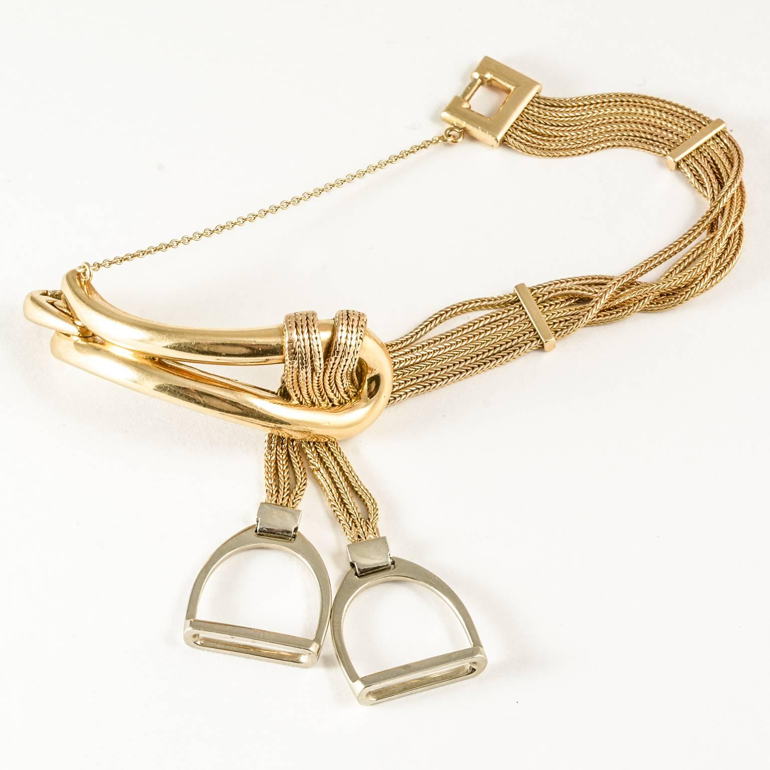 Hermes Gold and White Gold Stirup Bracelet 1