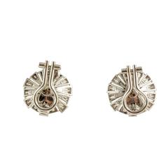 Art Deco Platinum Diamond Cluster Earrings, circa 1930