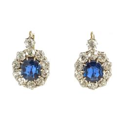 Edwardian circa 1910 Natural Sapphire and Diamond Drop Earrings 7