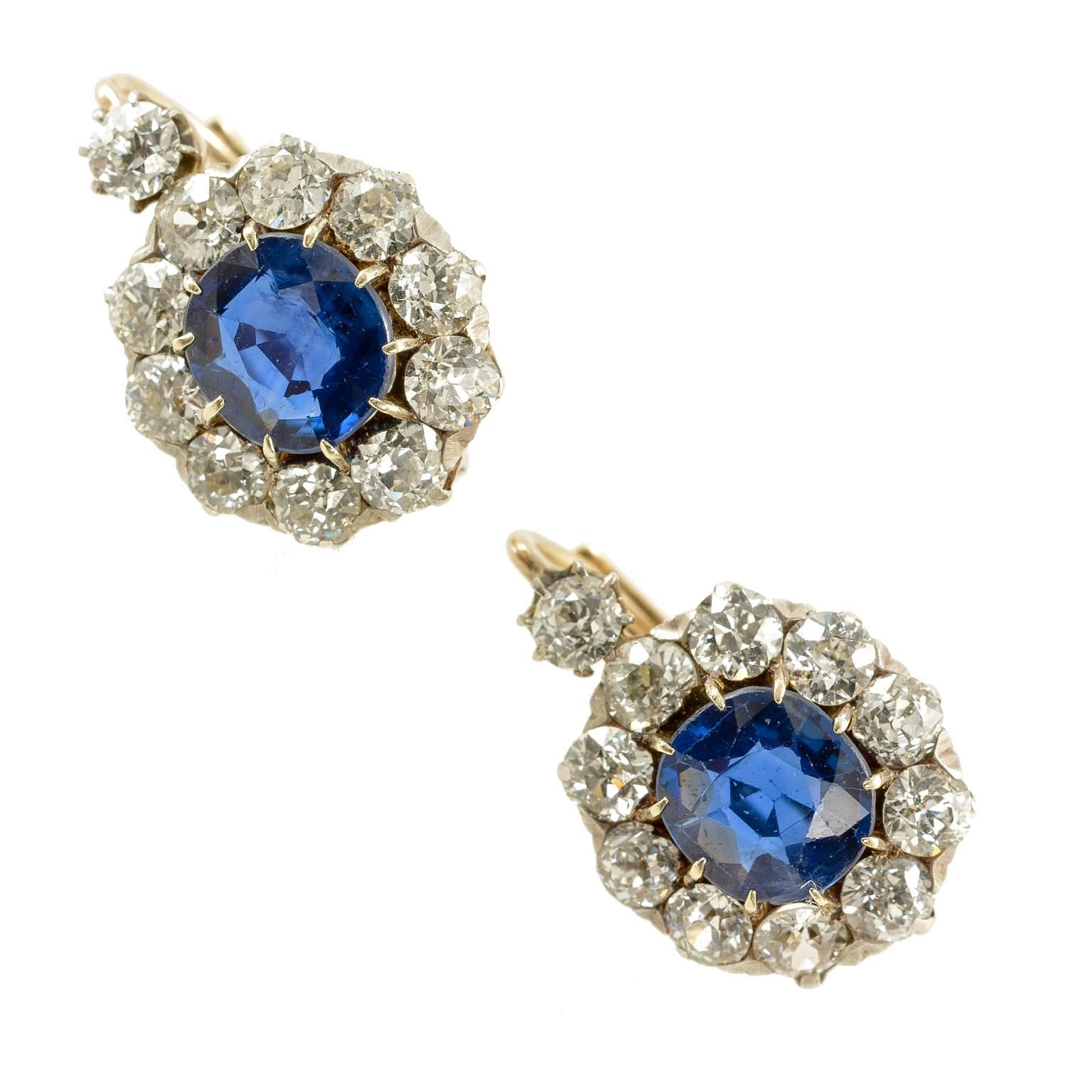 Edwardian 1910c natural unheated sapphires diamonds gold and platinum set