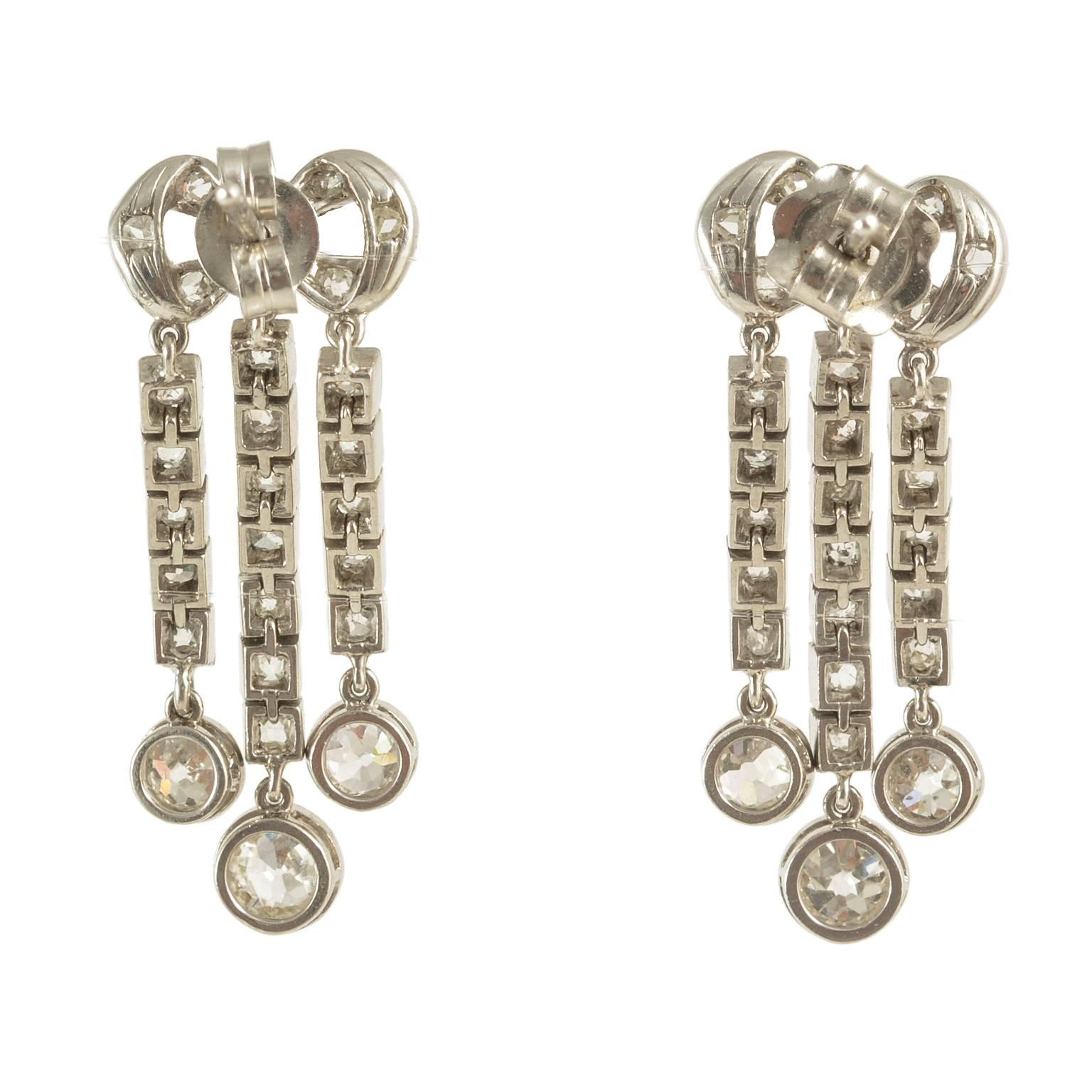 platinum set diamond drop chandalier 1910c earrings