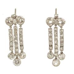 Edwardian circa 1910 Chandelier Drop Earrings Platinum Set 5