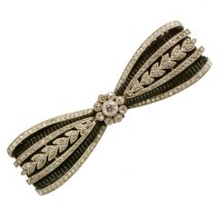 Edwardian Diamond Silk Bow Brooch