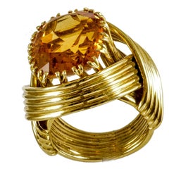Tiffany & Co. Citrine Gold Ring Signed Schlumberger