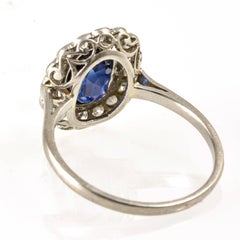 Edwardian Natural Sapphire and Diamond Cluster Ring, circa 1910