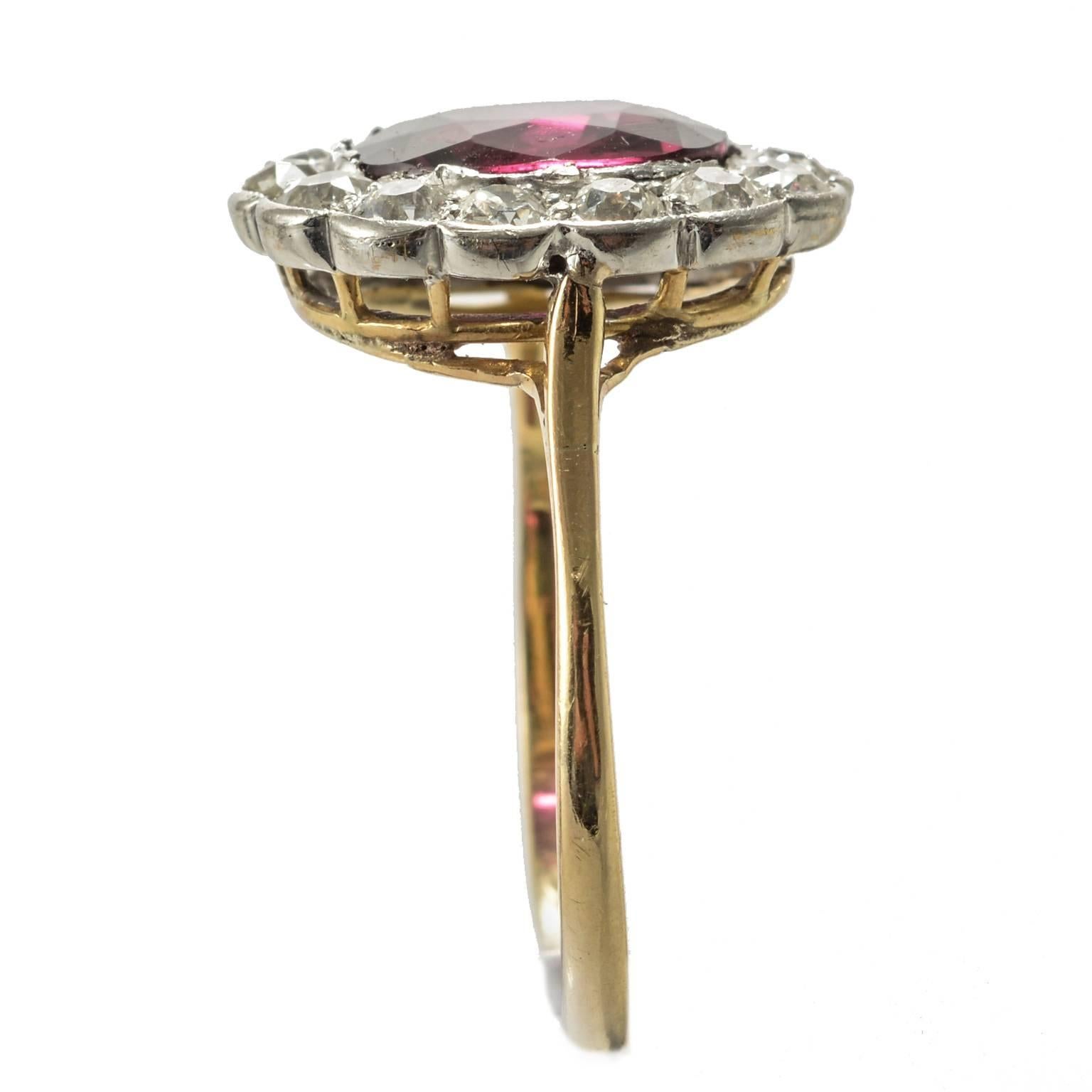 Women's Edwardian Natural Ruby and Diamond Cluster, circa 1910 For Sale